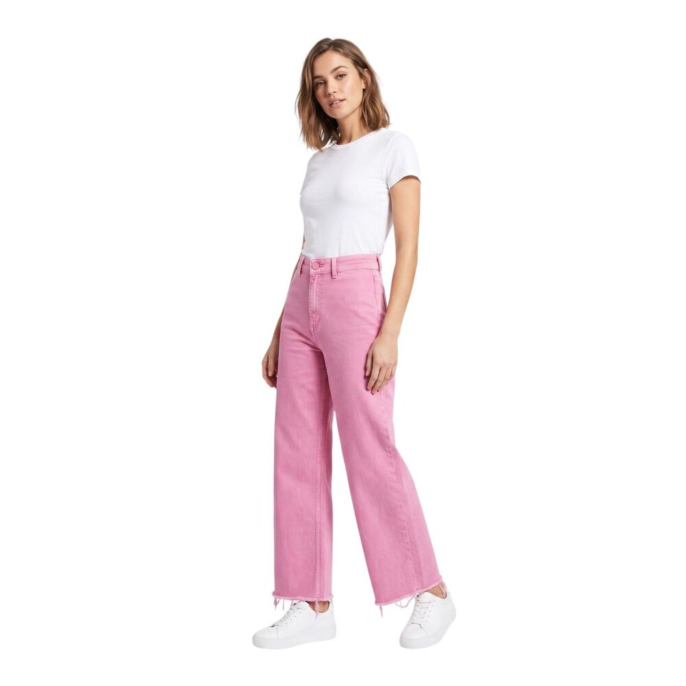 ZARA Pink High-Waisted Wide Leg Jeans